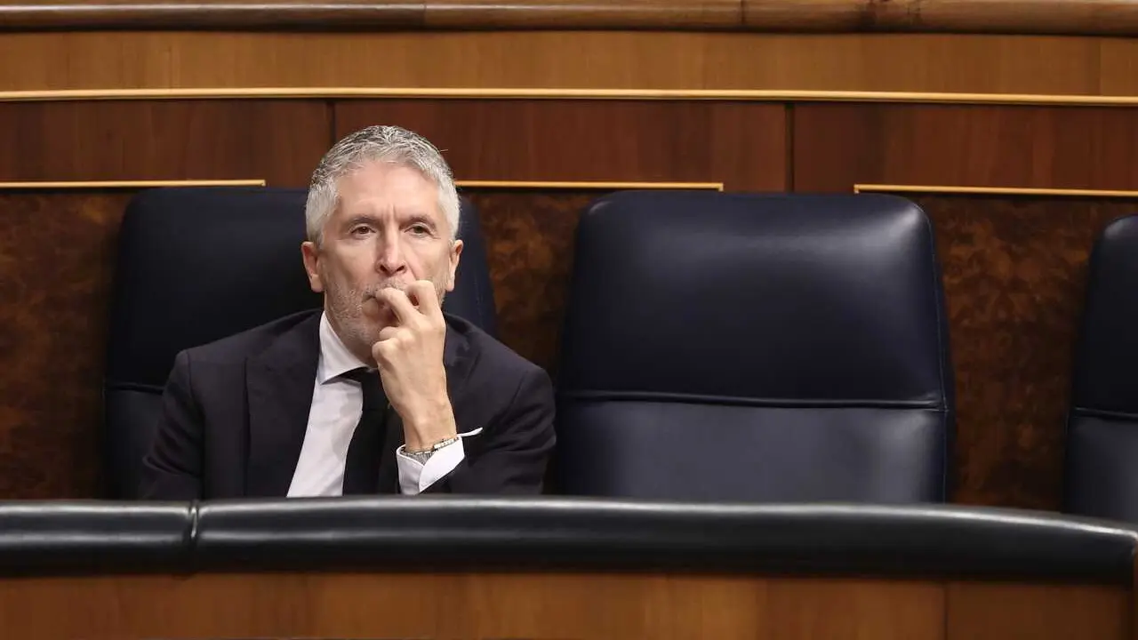 El ministro del Interior, Fernando Grande-Marlaska, durante una sesi&oacute;n de control al Gobierno, en el Congreso de los Diputados