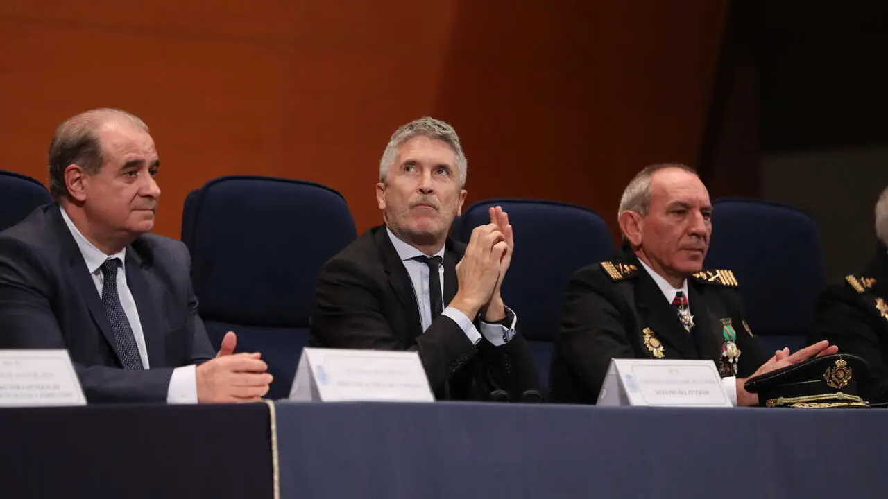Archivo - El director general de la Polic&iacute;a Nacional, Francisco Pardo, el ministro del Interior, Fernando Grande- Marlaska, y el director adjunto operativo de la Polic&iacute;a Nacional, Jos&eacute; &Aacute;ngel Gonz&aacute;lez, durante el acto de jura comisarios