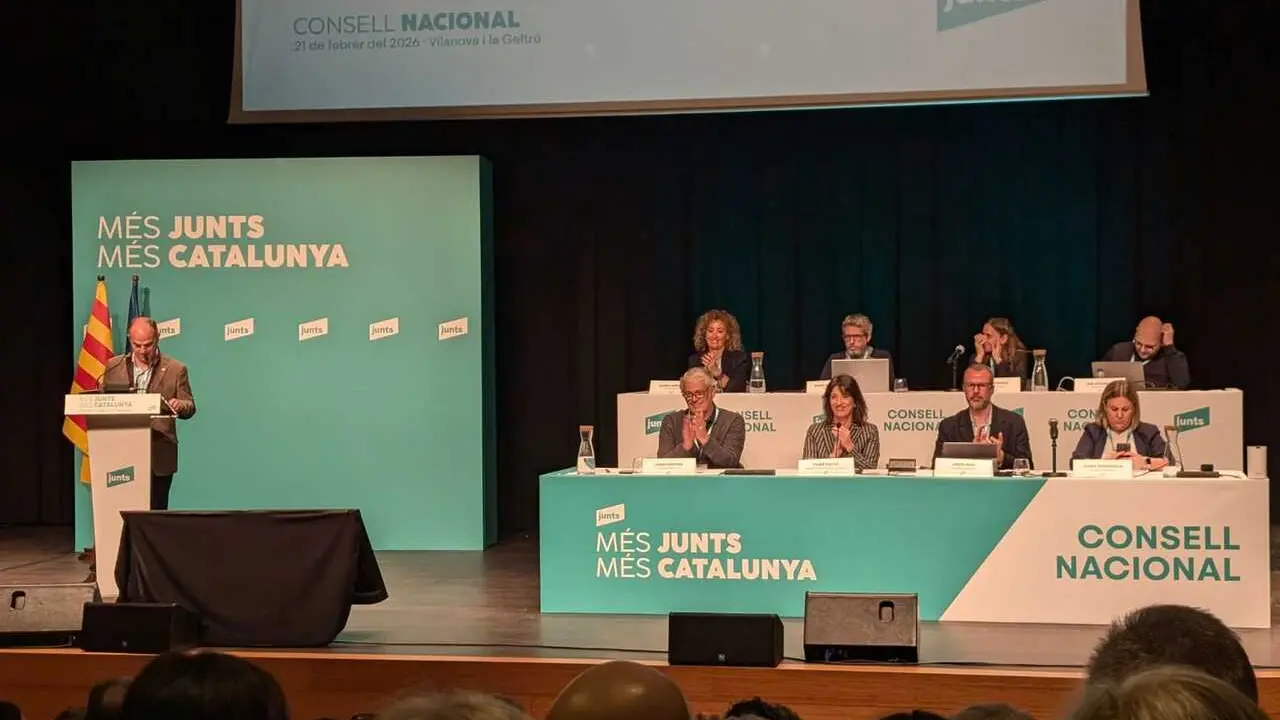 El secretario general de Junts, Jordi Turull, durante su intervenci&oacute;n en el Consell Nacional del partido