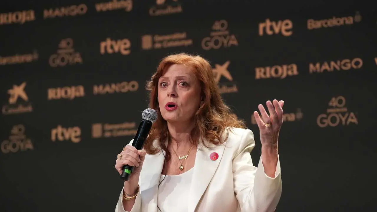 La actriz galardonada con el Goya Internacional, Susan Sarandon, ofrece una rueda de prensa en Barcelona, a 27 de febrero de 2026, en Barcelona