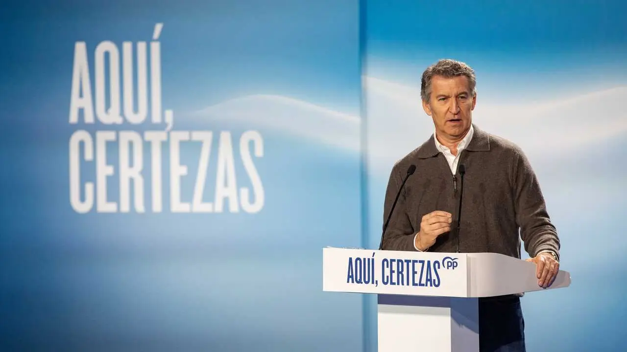 El presidente del Partido Popular, Alberto N&uacute;&ntilde;ez Feij&oacute;o, durante un acto de campa&ntilde;a en Castilla y Le&oacute;n
