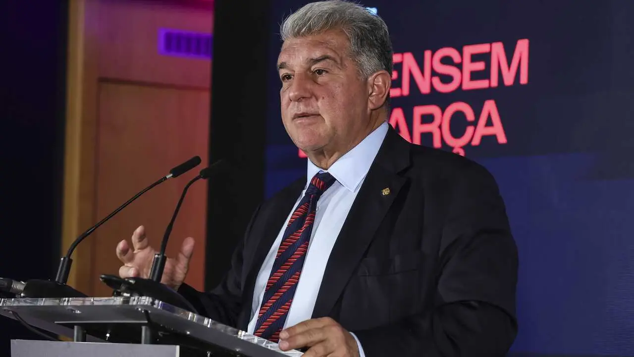 Joan Laporta attends the press conference during the presentation of his candidacy for the presidency of FC Barcelona with the &lsquo;Defensem el Bar&ccedil;a&rsquo; platform at Sede &lsquo;Defensem el Bar&ccedil;a&rsquo; on February 17, 2026 in Barcelona, Spain.