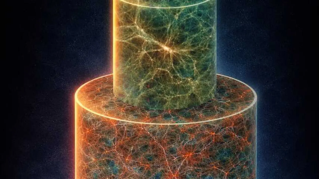 Representaci&oacute;n visual de la diferencia de vol&uacute;menes de cada simulaci&oacute;n usada en el trabajo. La diferencia de vol&uacute;menes de cada cilindro representa la diferencia de vol&uacute;menes de las cajas simuladas usadas.