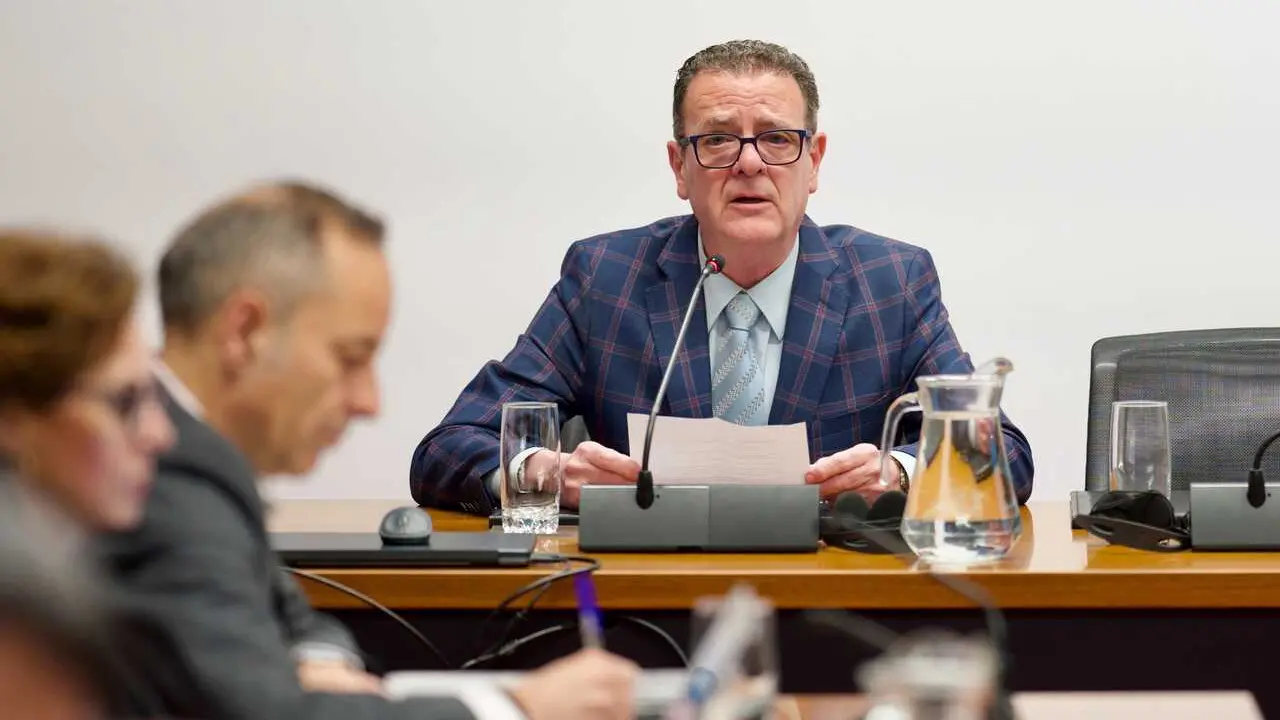 El asesor fiscal Miguel Moreno Purroy comparece en la comisi&oacute;n de investigaci&oacute;n del Parlamento de Navarra sobre adjudicaciones p&uacute;blicas.