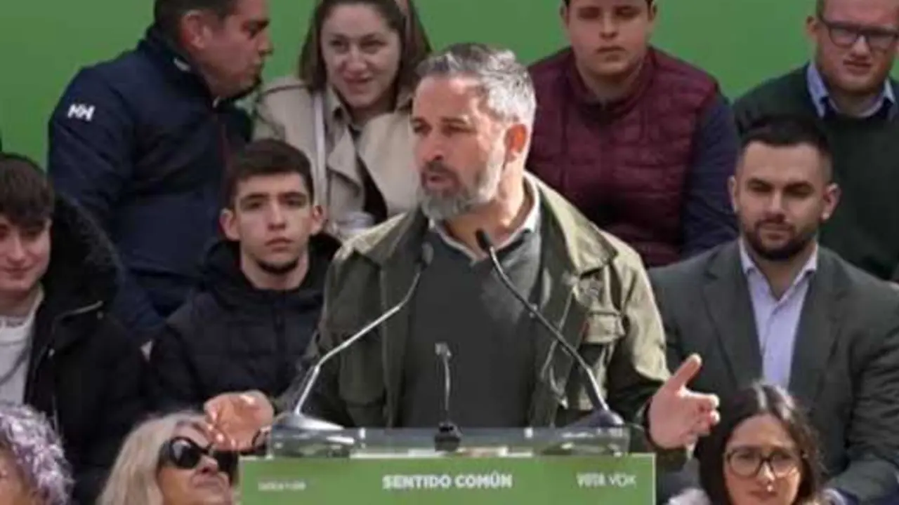 El presidente de Vox, Santiago Abascal, en un acto de Vox en Medina del Campo.