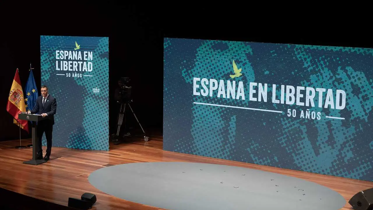 Archivo - El presidente del Gobierno, Pedro S&aacute;nchez, interviene durante el acto 'Espa&ntilde;a en Libertad', en el Auditorio del Museo Nacional Centro de Arte Reina Sof&iacute;a, a 8 de enero de 2025, en Madrid (Espa&ntilde;a). 