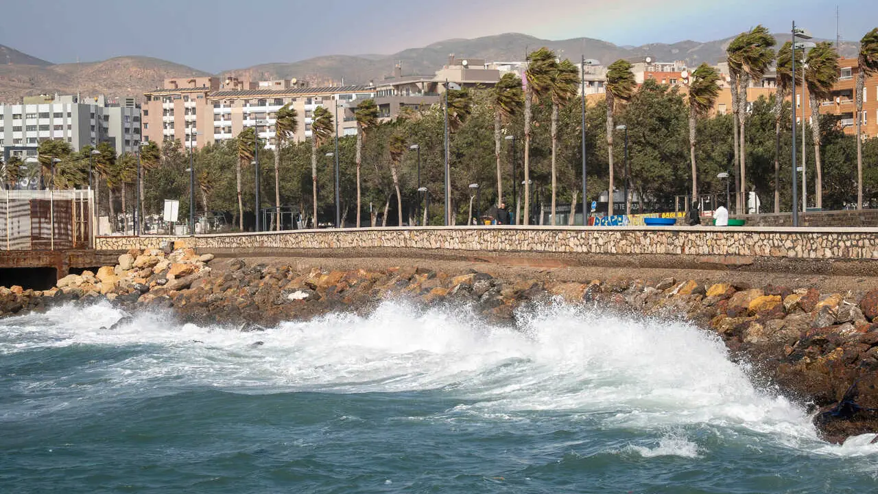 Archivo - Im&aacute;genes del  fuerte viento provocado por la borrasca Leonardo..A 05 de febrero del 2026 en Almer&iacute;a. Espa&ntilde;a.