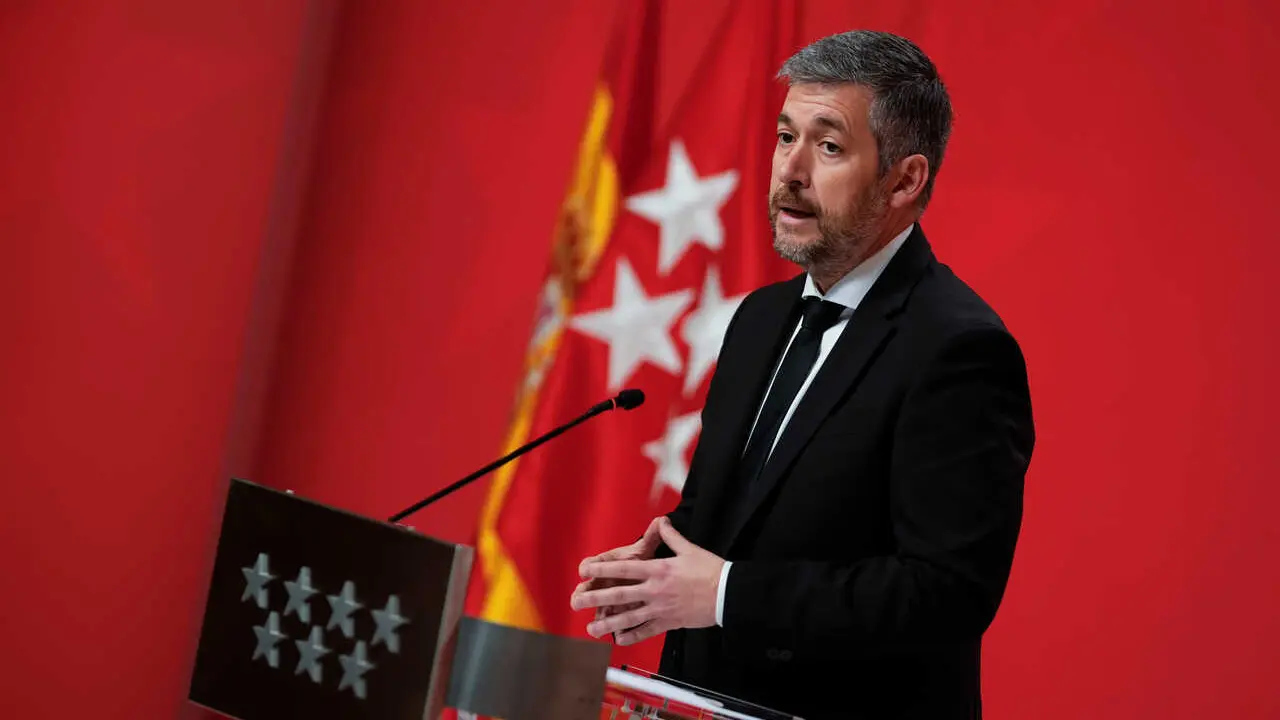 El consejero de Presidencia, Justicia y Administraci&oacute;n Local de la Comunidad de Madrid, Miguel &Aacute;ngel Garc&iacute;a Mart&iacute;n, en rueda de prensa posterior al Consejo de Gobierno