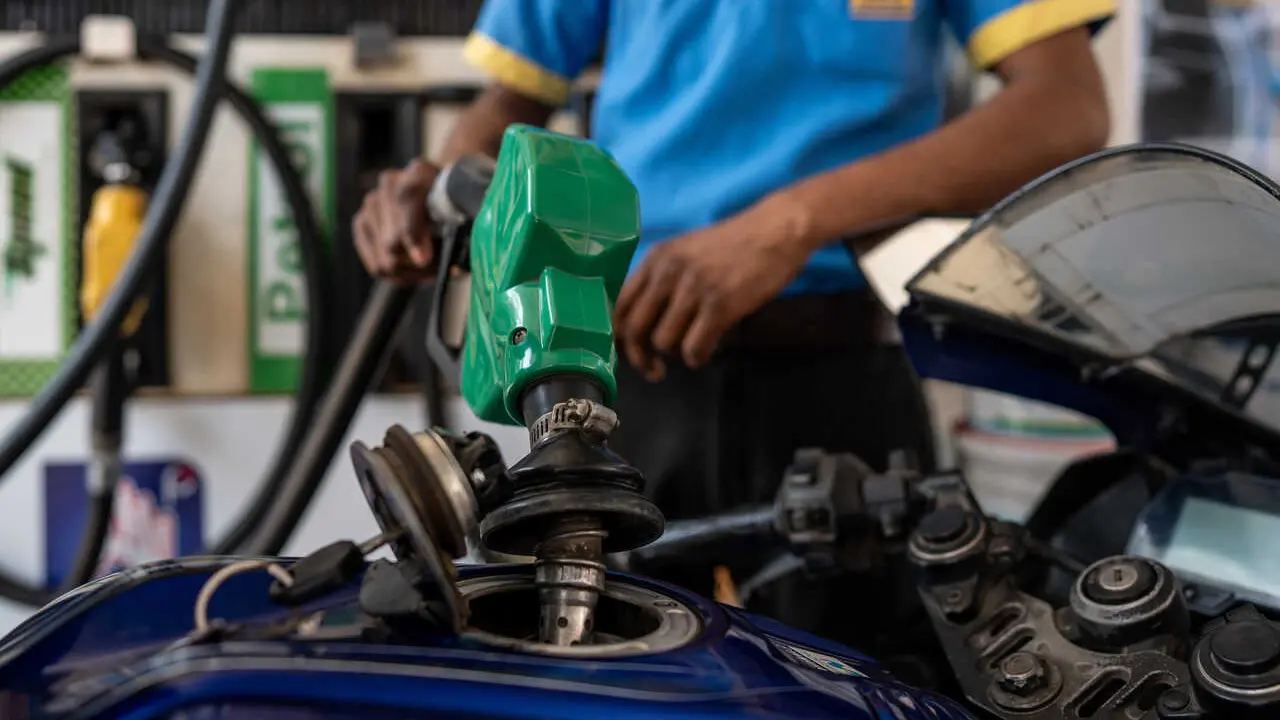 A petrol pump attendant fills fuel in a bike at a petrol station. Oil prices rose on Tuesday as geopolitical tensions linked to Iran and the Strait of Hormuz continued to shape market sentiment. Brent crude traded at 1.67 per barrel, while WTI rose to 7.60. Prices had earlier slipped to around 0 a barrel after comments by Donald Trump on the Iran conflict.