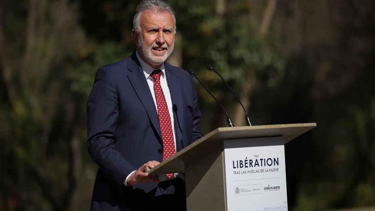 El ministro de Pol&iacute;tica Territorial y Memoria Democr&aacute;tica, &Aacute;ngel V&iacute;ctor Torres, durante la inauguraci&oacute;n de la exposici&oacute;n &lsquo;Lib&eacute;ration. Par&iacute;s 1944. Espa&ntilde;oles, exilio y resistencia&rsquo;, a 12 de marzo de 2026, en Madrid (Espa&ntilde;a).