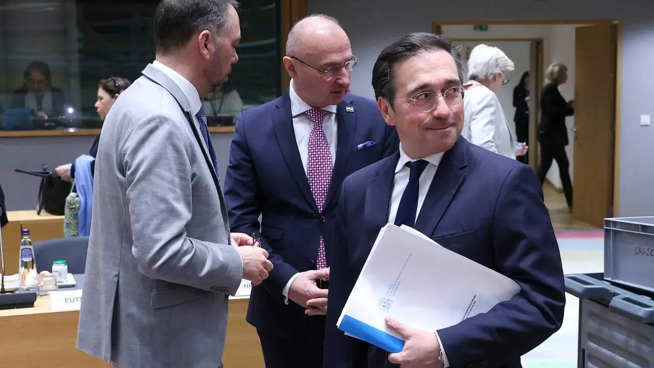 El ministro de Asuntos Exteriores, Uni&oacute;n Europea y Cooperaci&oacute;n, Jos&eacute; Manuel Albares, durante el Consejo de Asuntos Exteriores (CAE) que se celebra este lunes en Bruselas.