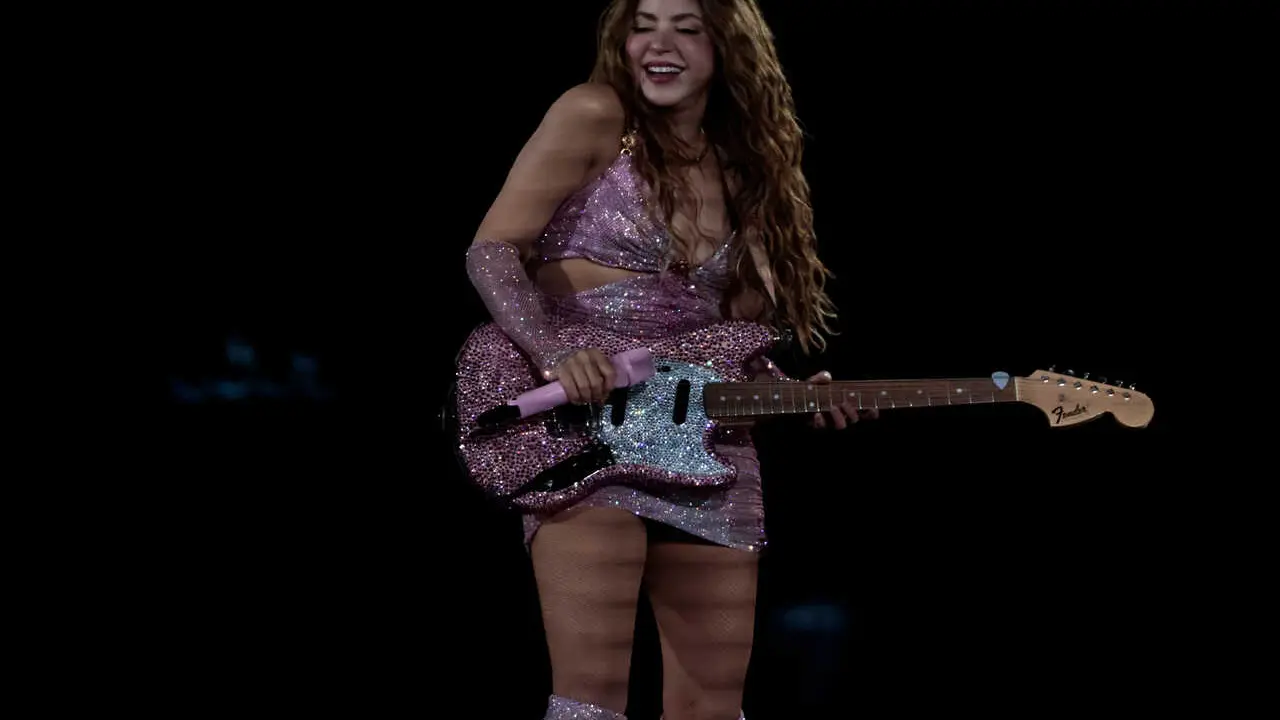 Shakira singing during the free concert she gave in Mexico City before thousands of her fans on March 1, 2026 in Mexico City. The Mexico City government lent the Z&oacute;calo (Plaza de la Constituci&oacute;n) for a massive concert that drew thousands of pop music fans. The Colombian singer and Rock and Roll Hall of Fame nominee, Shakira, offered a completely free concert for her fans who came from all over the country. The main stage was set up in front of the Metropolitan Cathedral so that the thousands of attendees could dance, sing, and enjoy the hits of Shakira, an internationally renowned artist who performed in the heart of the country. (Photo by Josue P&eacute;rez/Nexpher Images)