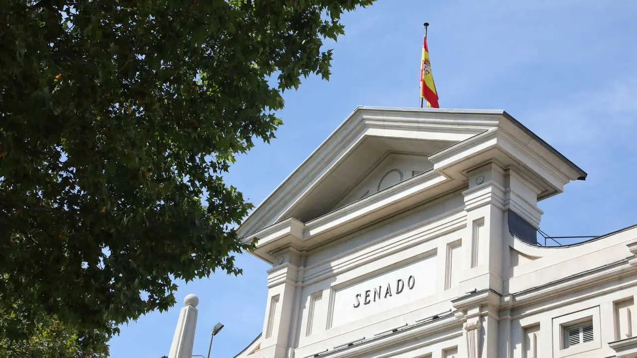 Archivo - Fachada exterior del Palacio del Senado en Madrid.