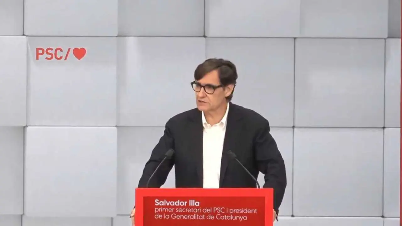 El presidente de la Generalitat, Salvador Illa, durante el Consell Nacional Extraordinari del PSC