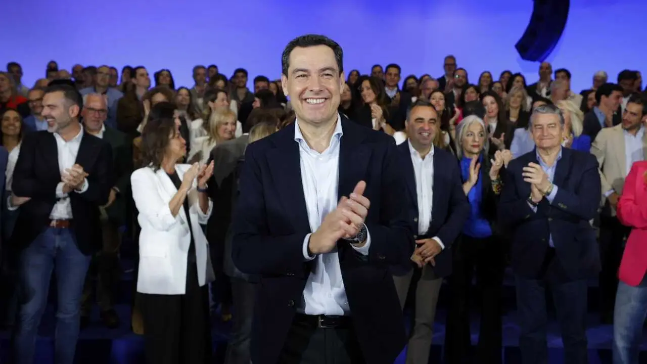 El presidente de la Junta y candidato del PP-A a la reelecci&oacute;n, Juanma Moreno, este s&aacute;bado en Granada