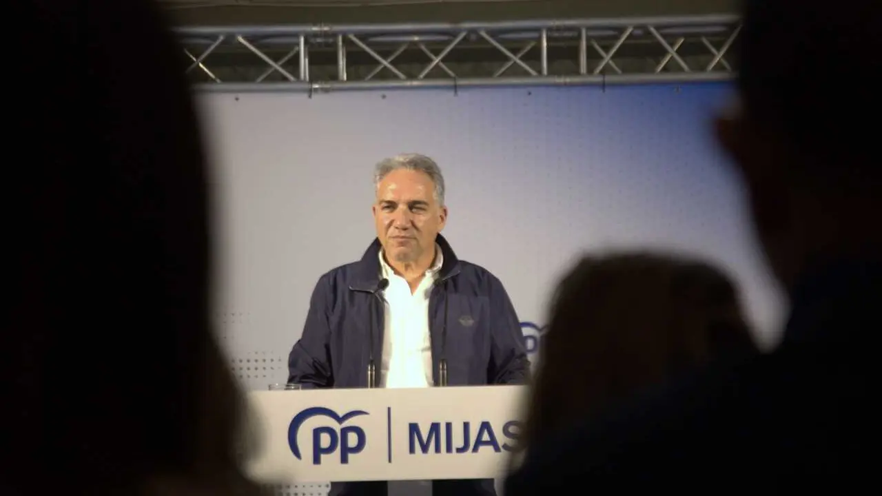 El vicesecretario de Coordinaci&oacute;n Auton&oacute;mica, Local y An&aacute;lisis Electoral del PP, El&iacute;as Bendodo, en un acto en Mijas (M&aacute;laga).