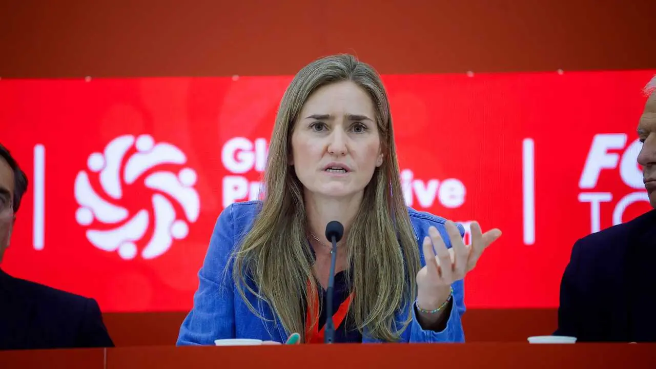 La vicepresidente tercera y ministra para la Transici&oacute;n Ecol&oacute;gica y el Reto Demogr&aacute;fico, Sara Aagesen, en su intervenci&oacute;n en la segunda jornada de la Global Progressive Mobilisation (GPM)