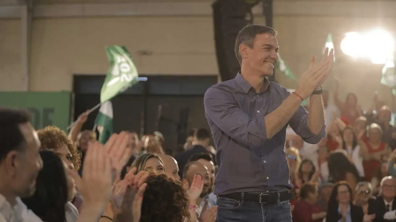 El presidente del Gobierno, Pedro S&aacute;nchez, ha intervenido este domingo en un acto en Gibrale&oacute;n (Huelva).