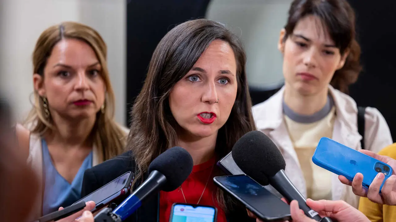 La secretaria general de Podemos, Ione Belarra, a su llegada a una jornada en el Congreso