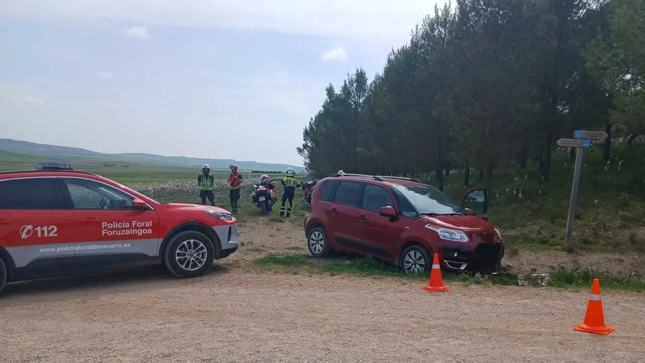 Agentes de la Polic&iacute;a Foral en el lugar del accidente mortal.