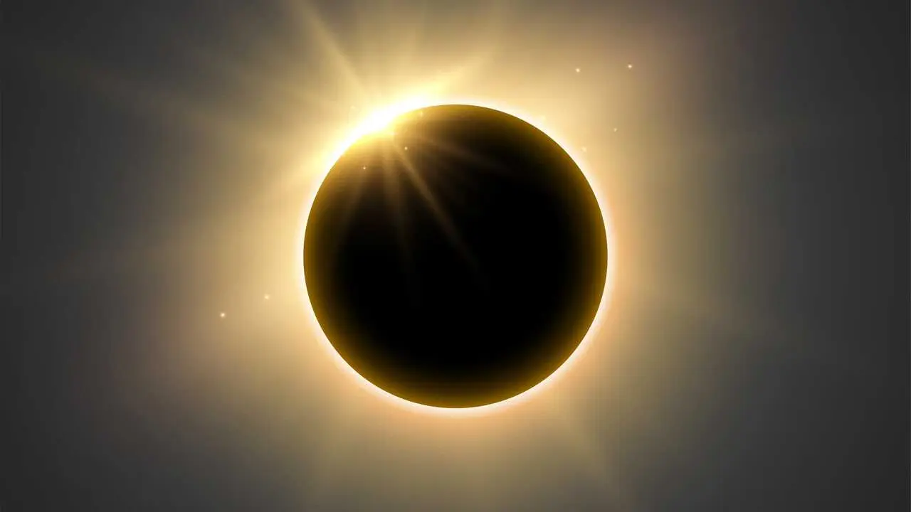 beautiful full solar eclipse with bright rays for spiritual energy vector