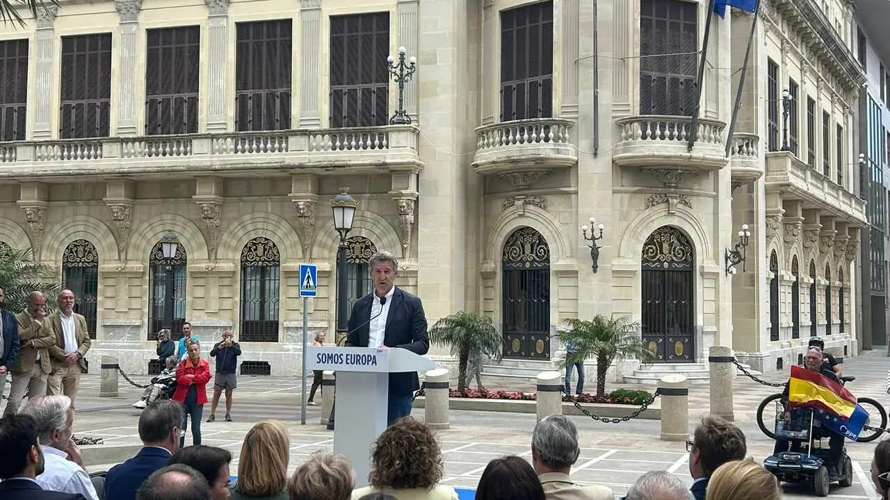 El presidente del Partido Popular en Espa&ntilde;a, Alberto N&uacute;&ntilde;ez Feij&oacute;o, durante un acto en Ceuta.