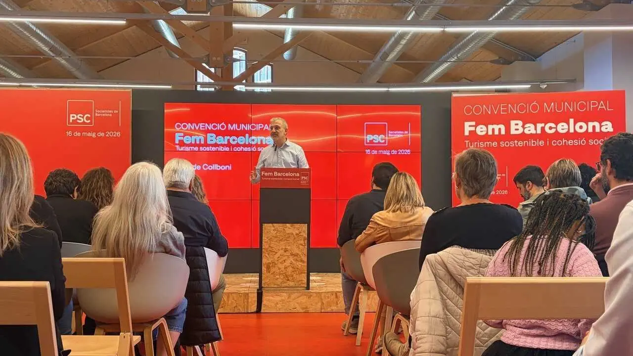 El alcalde de Barcelona, Jaume Collboni, en la convenci&oacute;n municipal de la Federaci&oacute;n de Barcelona del PSC