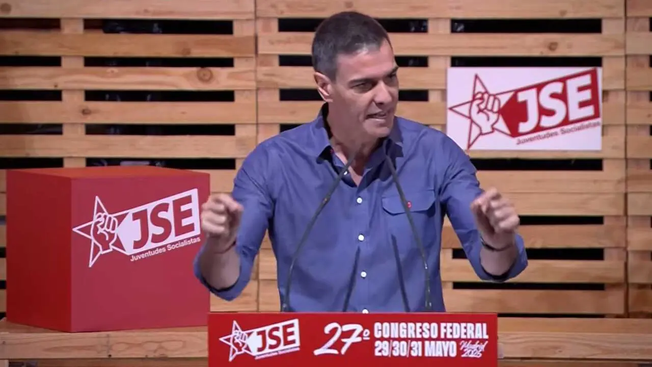 El presidente del Gobierno, Pedro S&aacute;nchez, en el Congreso de Juventudes Socialistas en Madrid