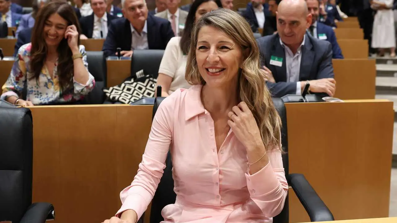 La vicepresidenta segunda y ministra de Trabajo y Econom&iacute;a Social, Yolanda D&iacute;az, durante la presentaci&oacute;n oficial como Confederaci&oacute;n, en el Congreso de los Diputados, a 1 de  junio de 2026, en Madrid (Espa&ntilde;a). 