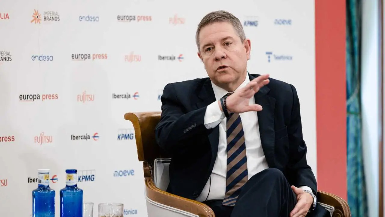 El presidente de Castilla La-Mancha, Emiliano Garc&iacute;a-Page, durante un desayuno informativo de Europa Press, en el Hotel InterContinental Madrid, a 3 de junio de 2026, en Madrid (Espa&ntilde;a).