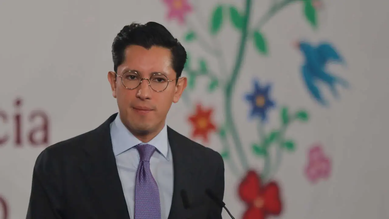 Roberto Velasco, Mexico&rsquo;s Minister of Foreign Affairs (SRE) speaks during  a briefing on the security report. at the National Palace. on May 12, 2026 in Mexico City, Mexico.