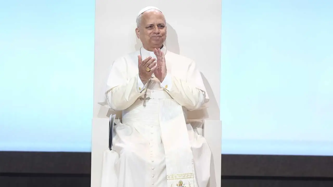 El Papa Le&oacute;n XVI durante un encuentro con los voluntarios, en Ifema Madrid, a 9 de junio de 2026, en Madrid (Espa&ntilde;a). 