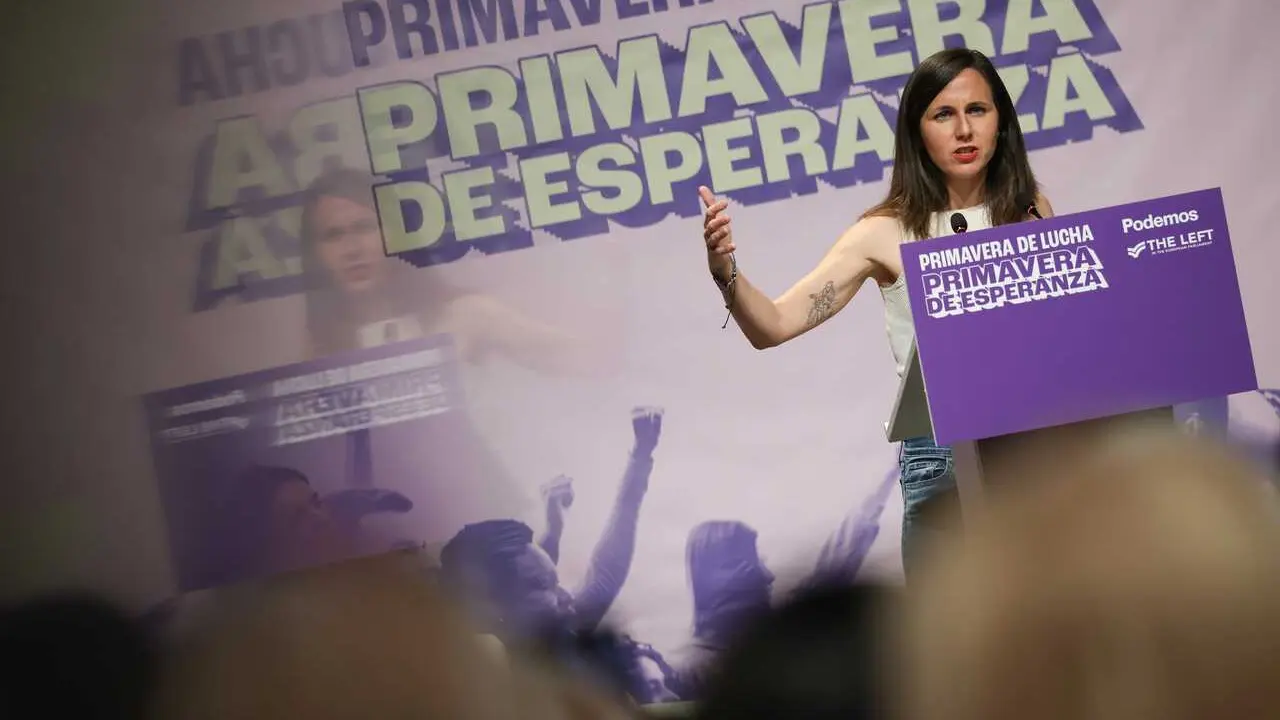 La secretaria general de Podemos, Ione Belarra, durante la jornada &lsquo;Primavera de lucha, primavera de esperanza&rsquo;, en el C&iacute;rculo de Bellas Artes, a 12 de junio de 2026, en Madrid (Espa&ntilde;a). 