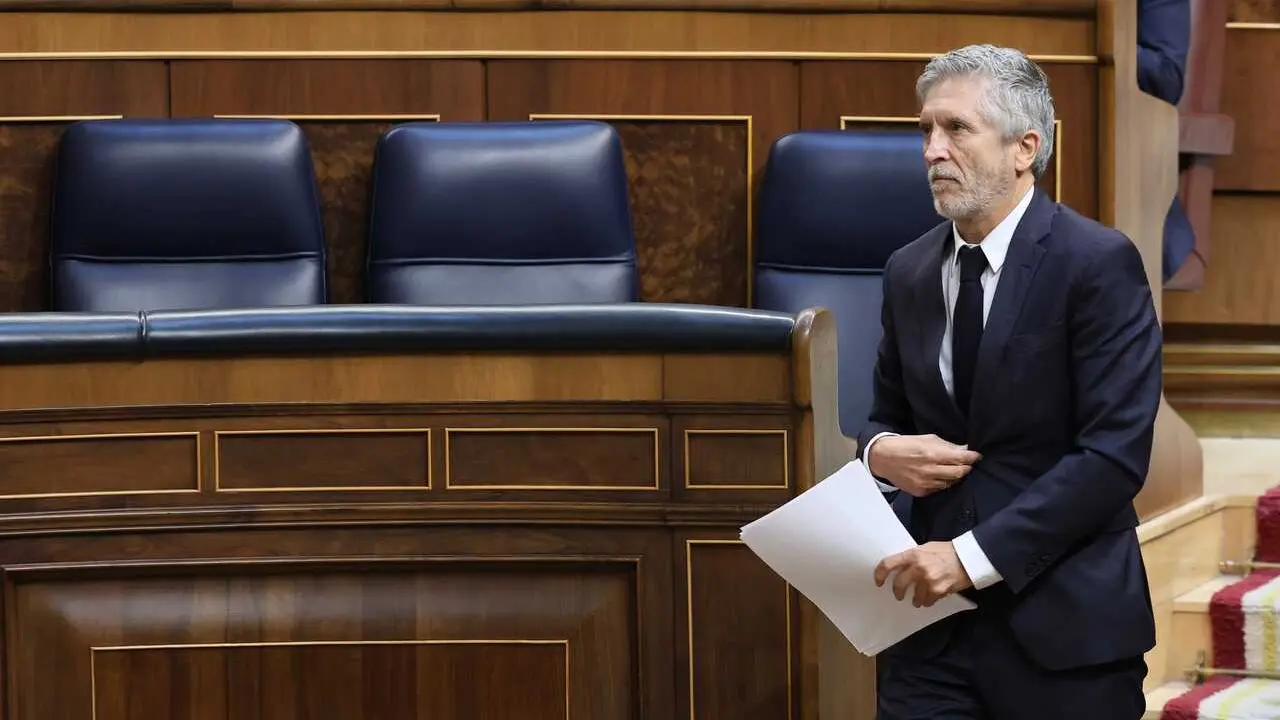 El ministro del Interior, Fernando Grande-Marlaska, durante el Pleno del Congreso de los Diputados