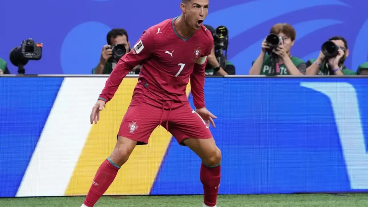 Cristiano Ronaldo celebrando su primer gol en el Mundial de M&eacute;xico y USA