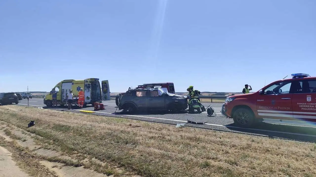 Accidente en la A-67 en Herrera de Pisuerga (Palencia).