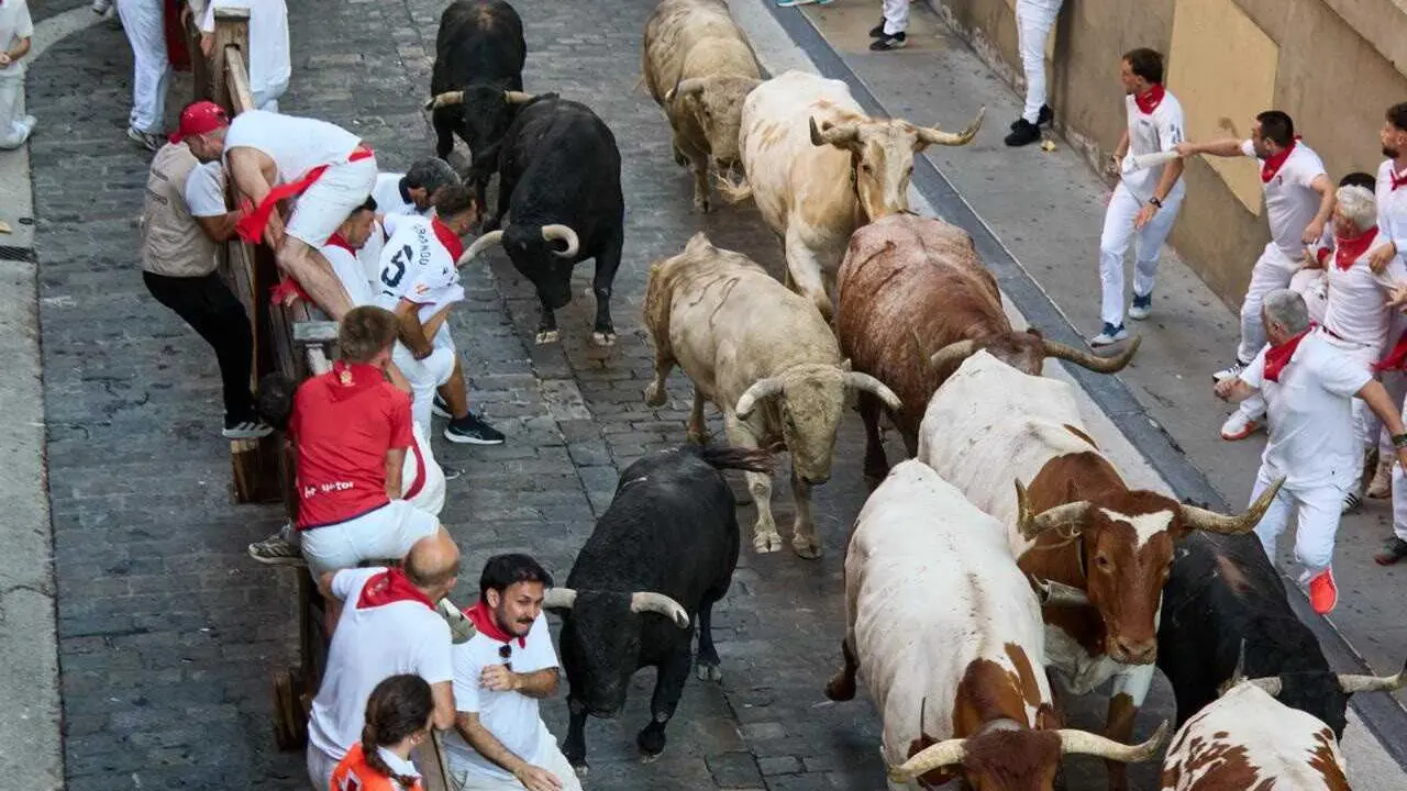 Primer encierro delos Sanfermines de 2026, protagonizado por la ganader&iacute;a Fuente Ymbro