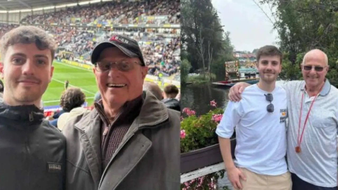 Aficionado junto a su abuelo