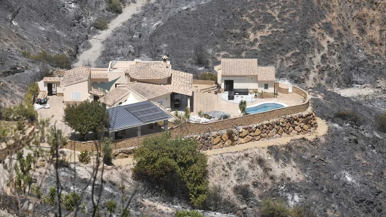 Terrenos calcinados en el incendio forestal, a 10 de julio de 2026, en Los Gallardos, Almer&iacute;a, Andaluc&iacute;a (Espa&ntilde;a).  