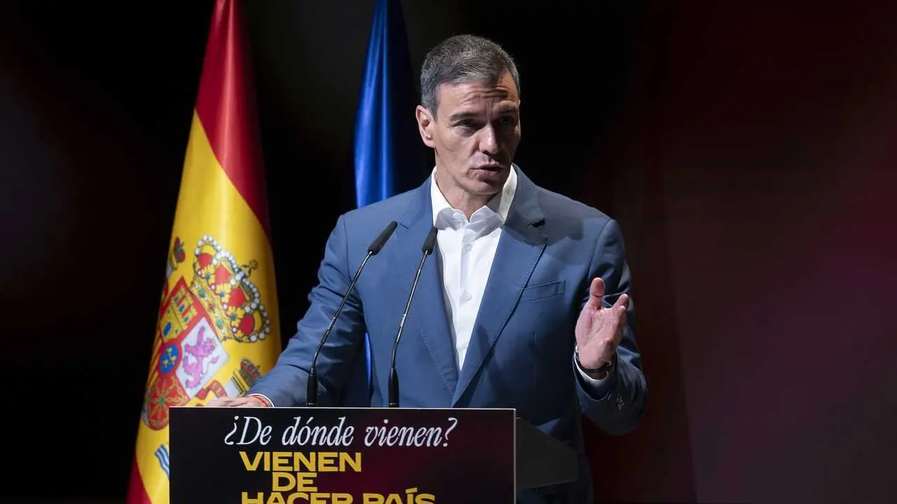 El presidente del Gobierno, Pedro S&aacute;nchez, durante la presentaci&oacute;n del Plan de Integraci&oacute;n y Ciudadan&iacute;a y de la campa&ntilde;a institucional &lsquo;&iquest;De d&oacute;nde vienen? Vienen de hacer pa&iacute;s&rsquo;.