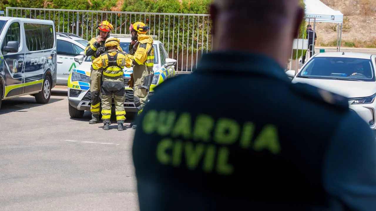 Efectivos desplegados en el operativo de extinci&oacute;n del incendio declarado en Los Gallardos (Almer&iacute;a). Archivo.