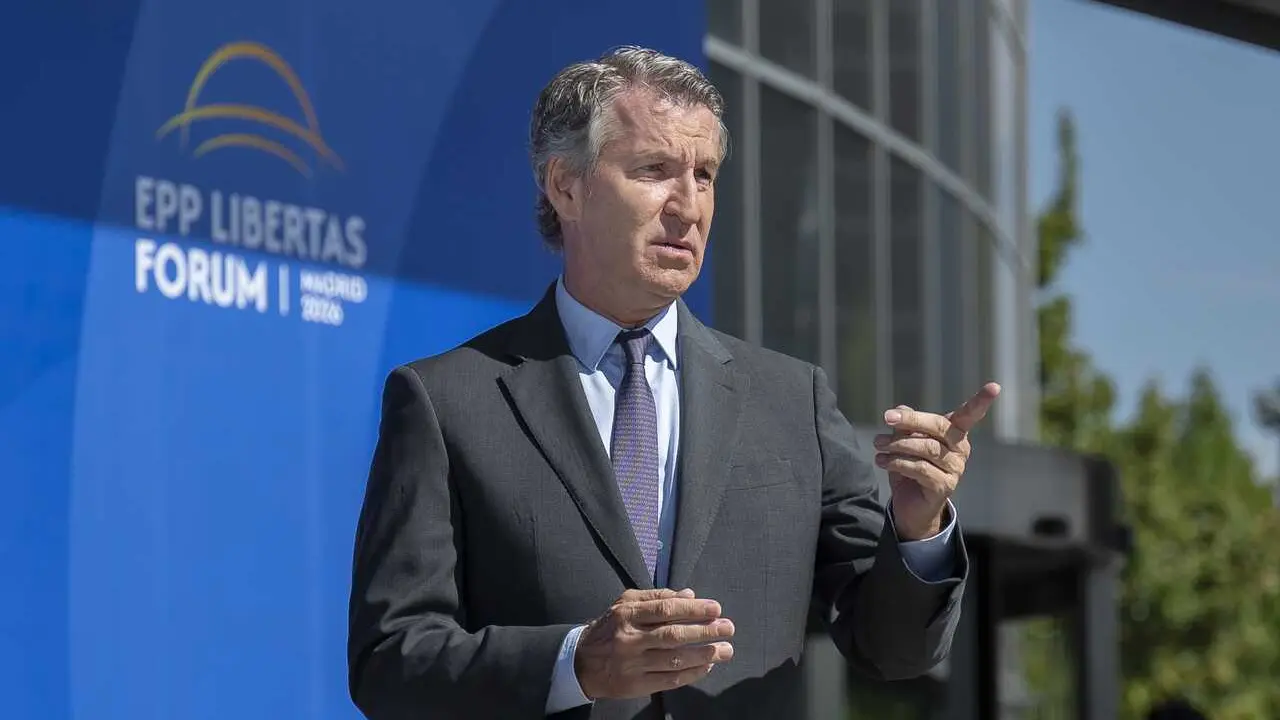El presidente del PP, Alberto N&uacute;&ntilde;ez Feij&oacute;o, durante la sesi&oacute;n de apertura del Foro internacional EPP Libertas, a 15 de julio de 2026, en Madrid (Espa&ntilde;a). 