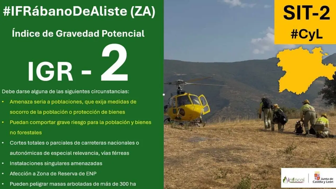 Declarado de gravedad 2 un incendio en R&aacute;bano de Aliste (Zamora)