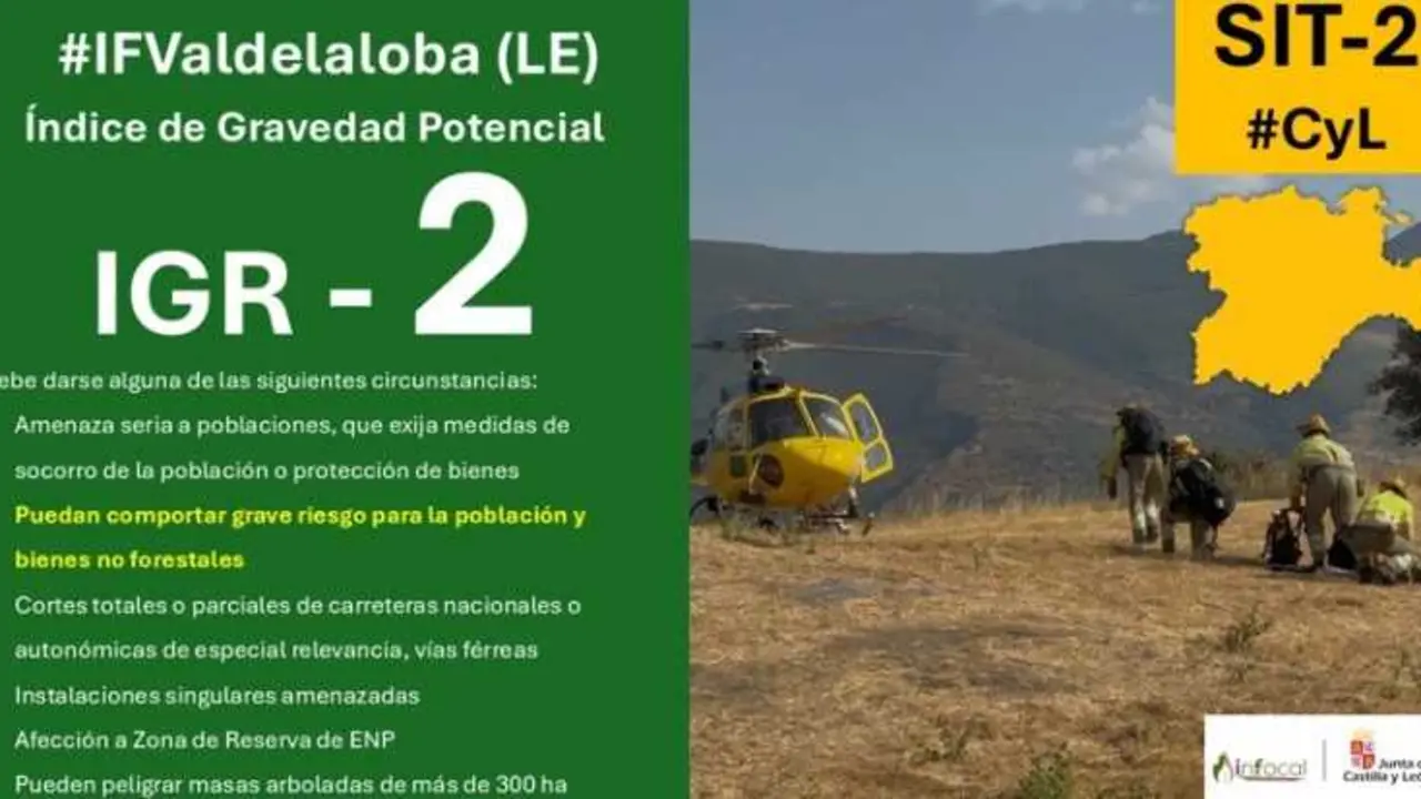 Declarado un incendio forestal con &iacute;ndice de gravedad 2 en Valdelaloba (Le&oacute;n)