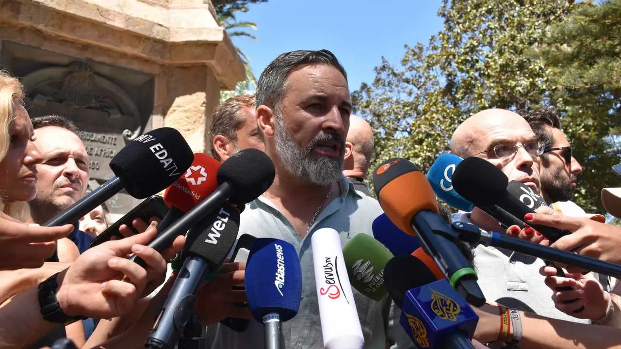 El presidente de Vox, Santiago Abascal, en una reciente comparecencia en Ceuta