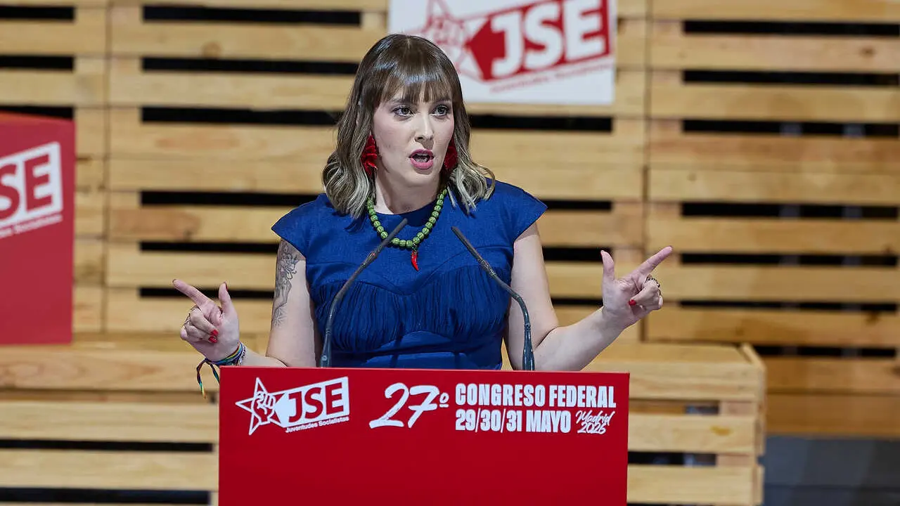 Archivo - La secretaria general electa de Juventudes Socialistas de Espa&ntilde;a (JSE), Ar&aacute;nzazu Figueroa, durante la clausura del 27&ordm; Congreso de JSE, en la sede UGT Madrid, a 31 de mayo de 2026, en Madrid (Espa&ntilde;a). Esta cita con las Juventudes Socialistas de 