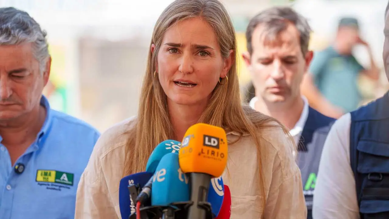 La vicepresidenta del Gobierno y ministra para la Transici&oacute;n Ecol&oacute;gica y el Reto Demogr&aacute;fico, Sara Aagesen, visita el incendio de Niebla (Huelva). A 9 de agosto de 2026 en Niebla, Huelva (Andaluc&iacute;a, Espa&ntilde;a).
