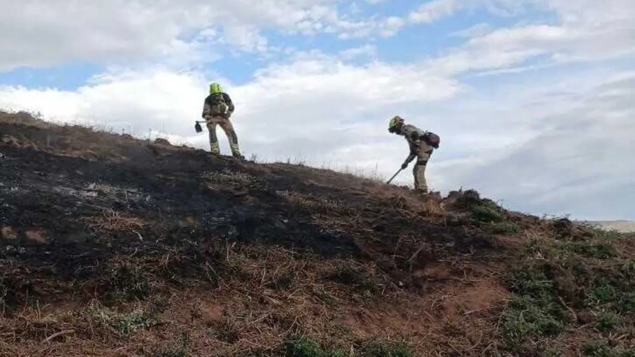 Forestales trabajando en la extinci&oacute;n del incendio de Ezcaray