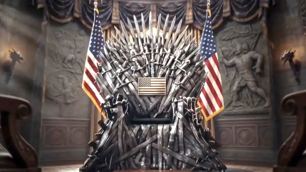 Imagen del Trono de Hierro de Juego de Tronos recreado por IA por la Casa Blanca