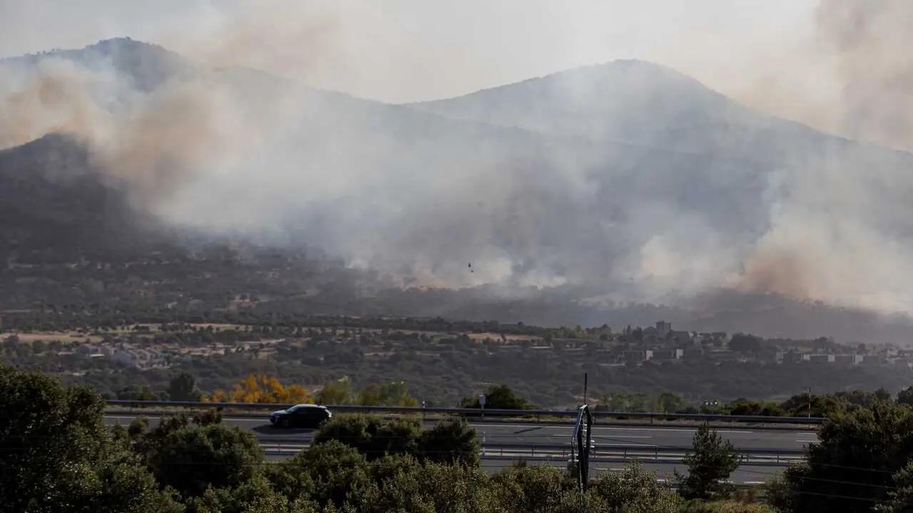 Vista del incendio de Navas de San Antonio el pasado 9 de agosto.
